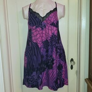 George purple black lace trimmed night slip XL